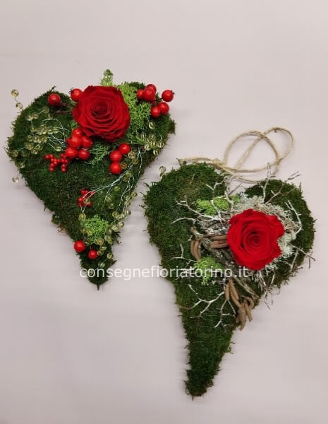 Cuore con rosa stabilizzata